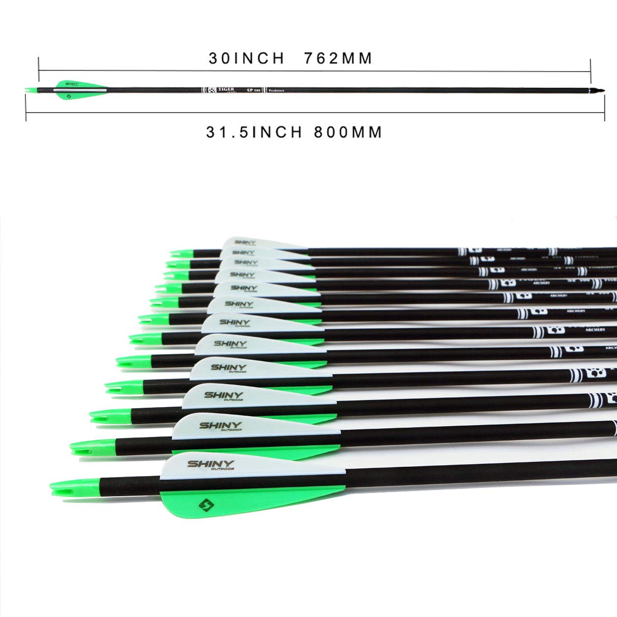 TIGER ARCHERY 30" Carbon Arrows for Compound Recurve Bow Hunting Target