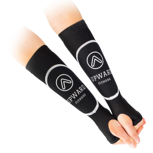 Upward Fitness-Volleyball Padded Passing Sleeves, Arm and Wrist Protection With Thumbhole, for Girls and Boys (M/L Black)