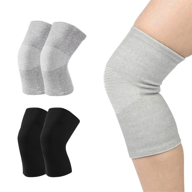 SNMIEDO Bamboo Charcoal Compression Knee Sleeve - 2 Pairs Elastic Warm Knee Brace for Men and Women - Compression Knee Pads for Arthritis (Black+Gray, X-Large)