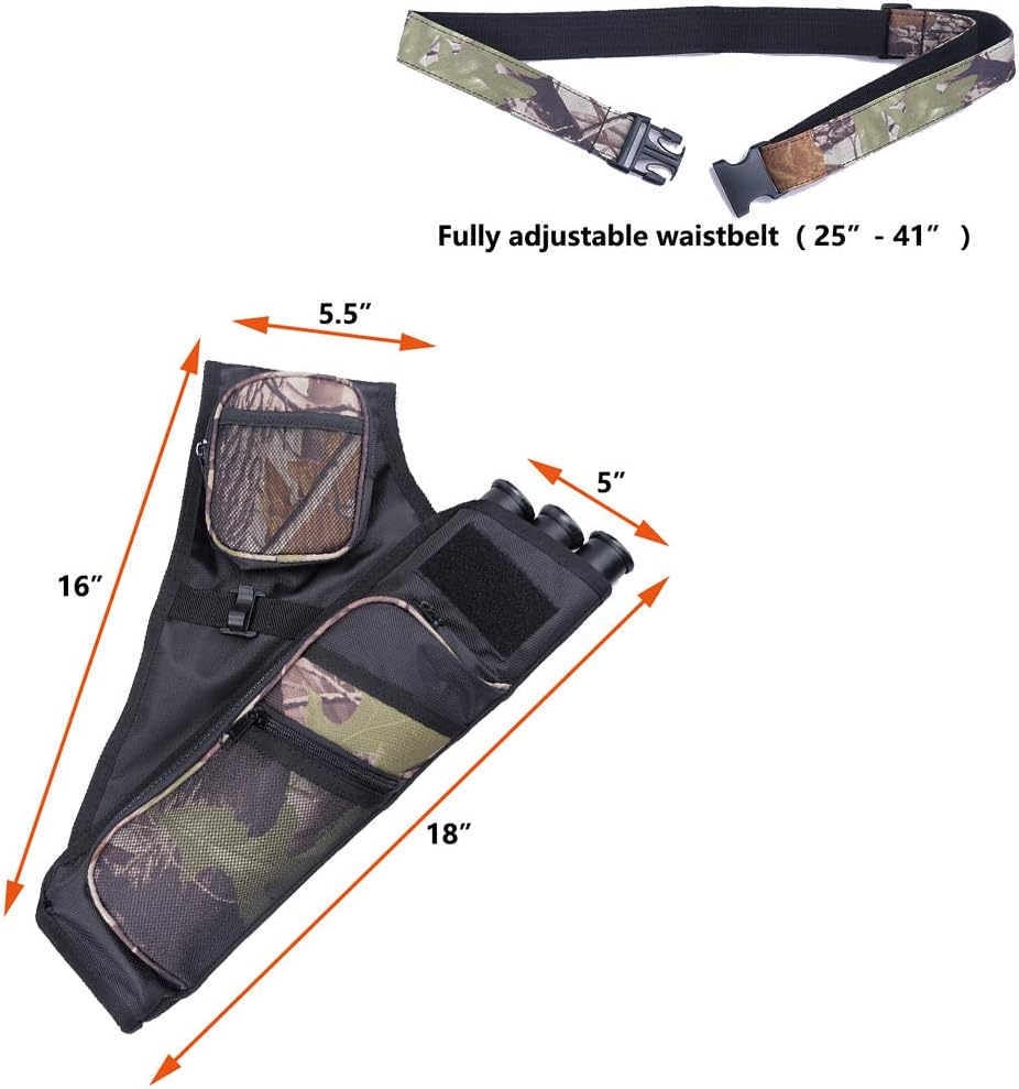 XTACER 3-Tube Hip Quiver - Camo Archery Arrow Holder for Hunting | Adjustable Bow Belt