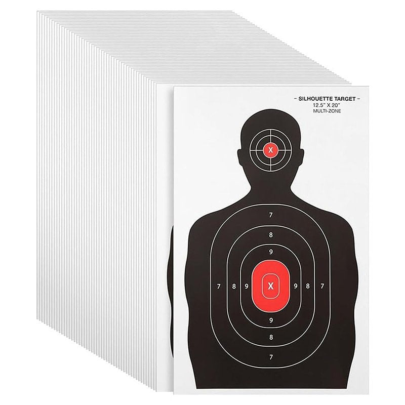 APLUSGEAR 50 Pcs/Set 14 x 22 Inch 2-Color Bullseye Shooting Targets for Shooting Range Silhouette & Red Bullseye, Pistol Targets & Shooting Range & Airsoft Accessories