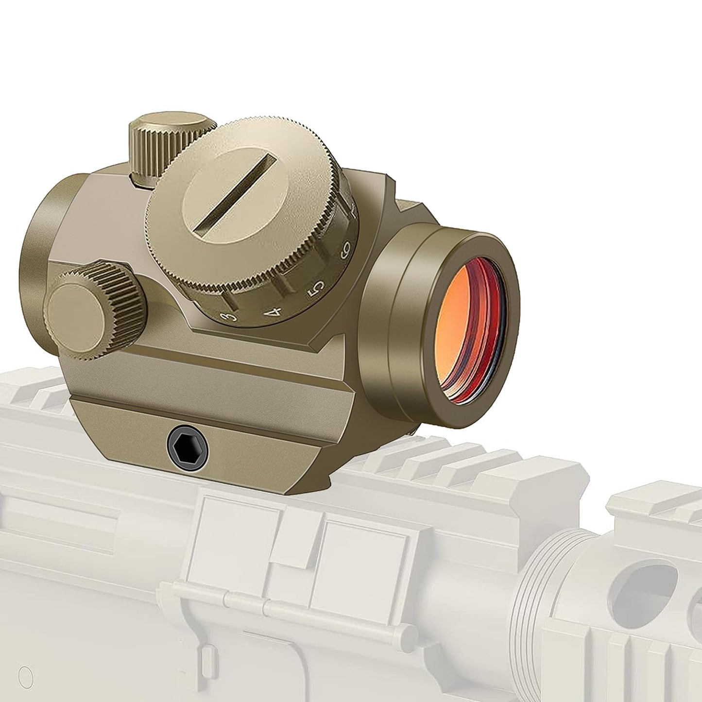 Beileshi Red Dot Sight, 4 MOA Compact Red Dot Gun Sight Rifle Scope with 1 inch Riser Mount (Sand Color)