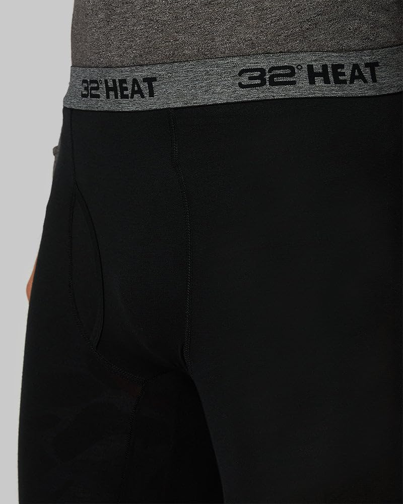 32 Degrees Heat Men's Lightweight Base Layer Legging | 4-Way Stretch | Thermal| Form Fitting|Black, Medium