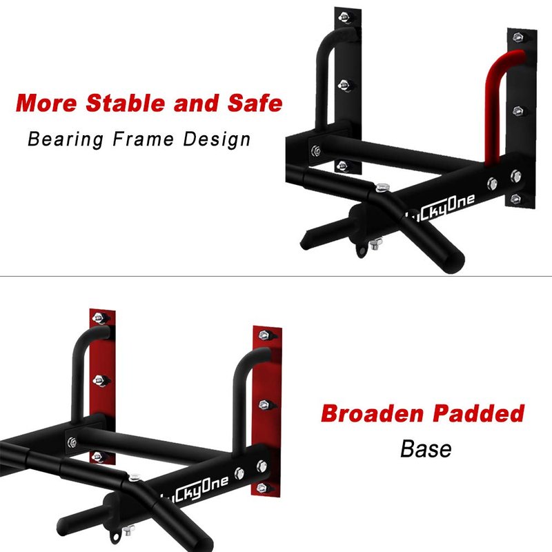Wall Mount Pull Up Bar, Heavy Duty Steel Joist Mount Chin Up Bar, Pull-Up Bar With Wood Mount and Wall Mount Screws