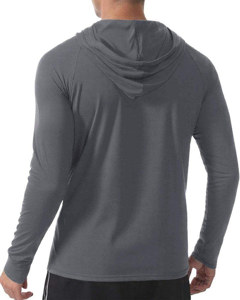 Men's UPF 50+ Sun Protection Long Sleeve Hoodie | Outdoor UV Fishing Shirt for Running & Hiking