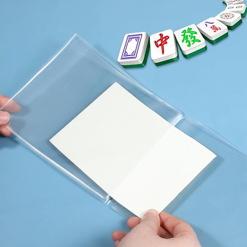 Mahjong Card Sleeves - Durable Clear Plastic Covers for 6.2 x 5 Inch Cards | 4 Pcs Tri-Fold Protector