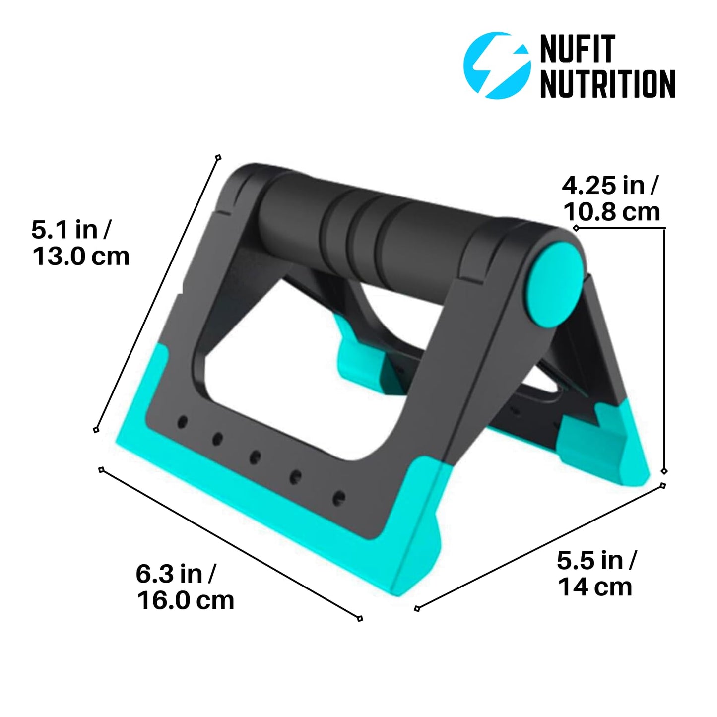 NuFit Portable Pushup Handles for Travel | Travel Push Up Bars for Hotel, Home Floor, and Gym Workouts, Ergonomic & Foldable Non-Slip Fitness Structure that Prevents Wrist & Elbow Strain