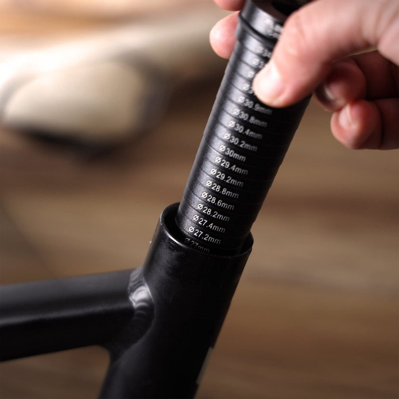 BIKEHAND Bike Bicycle Aluminum Seat Tube Seatpost Size - Measurement Sizing Gauge - Quick Measuring Sizer Tool - 25mm to 34.9mm