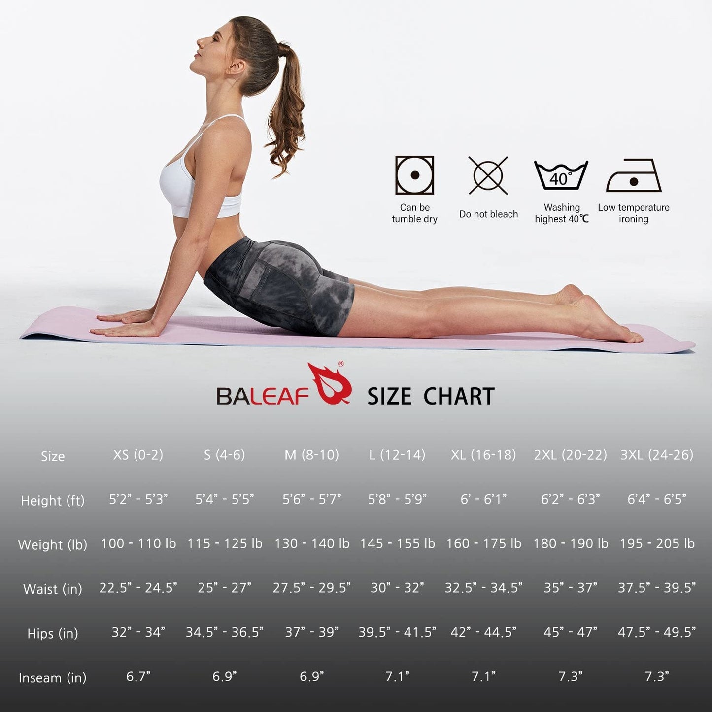 baleaf Biker Shorts Women Yoga Gym Workout Spandex Running Volleyball Tummy Control Compression with Pockets Soft 7" Tie Dye Black S