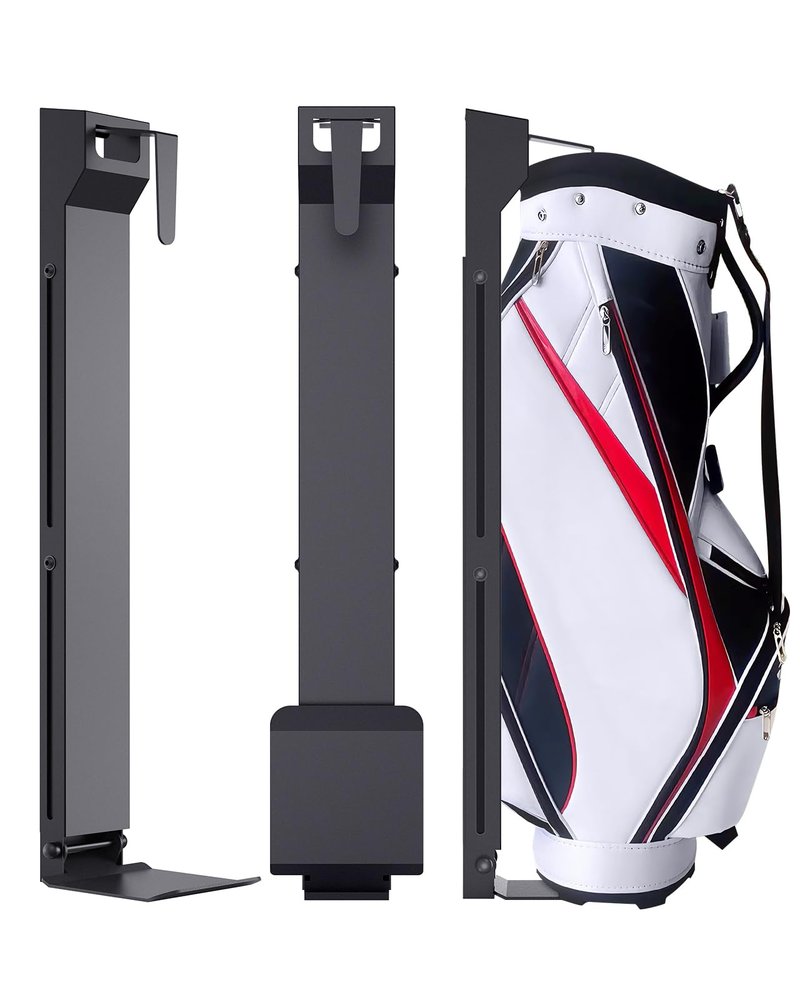 KBKJYYGS Golf Bag Wall Mount,Golf Bag Holder for Garage,Golf Bag Storage Rack,Golf Bag Organizer for Garage,Golf Bag Stand for Home Basement,Height Adjustable,Great Gilf for Golf Enthusiasts, Black