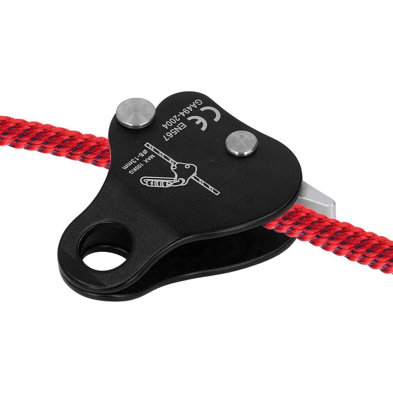 HERCHR Climbing Ascender, Fall Protection Belay Device Self Locking Ascender Riser Adjuster for 8‑13mm Rope Grab Clamp for Rock Climbing, Rappelling, Mountaineering, Arborist, Rescue (Black)
