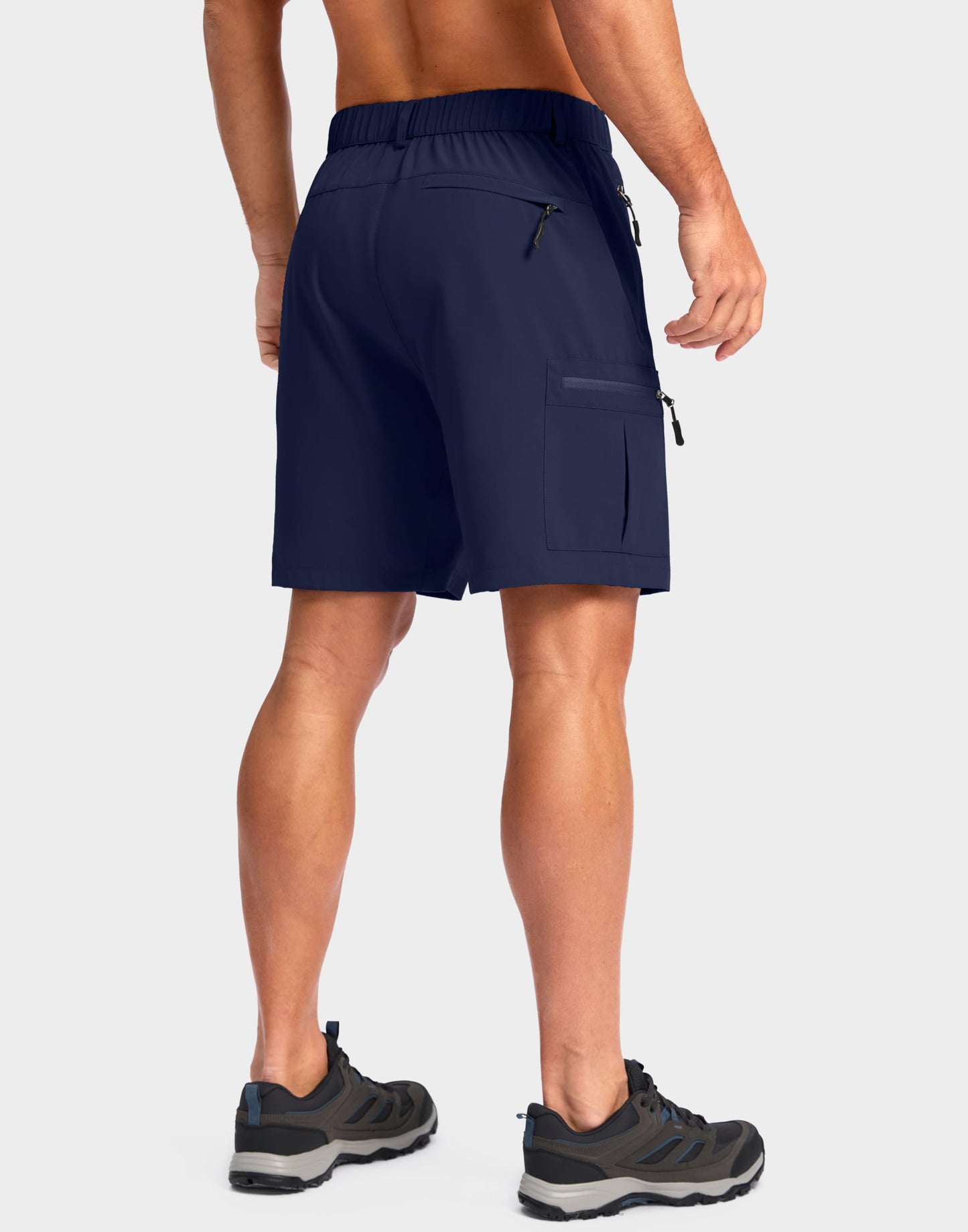 Pudolla Men's Hiking Cargo Shorts Lightweight 7" Travel Casual Shorts for Men Golf Work Outdoor with 5 Zipper Pockets(Navy 3X-Large)