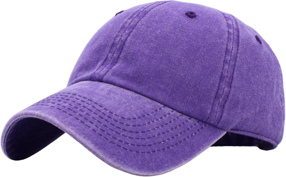 KB-PG-Low Washed Purple Original Classic Low Profile Cotton Hat Men Women Baseball Cap Dad Hat Adjustable Unconstructed Plain Cap