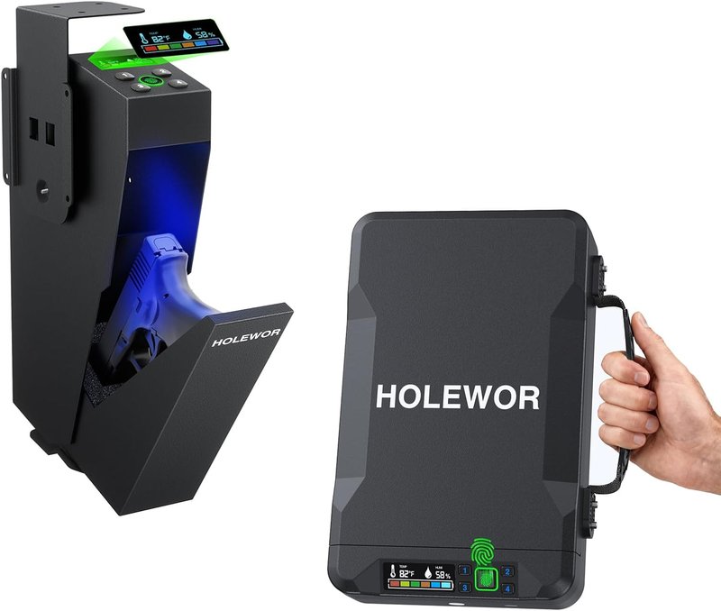 Handheld Car Gun Safe - Biometric Pistol Safe for Handguns | Under Table Fingerprint Mount for Desk & Nightstand