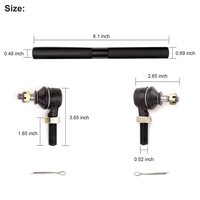 10L0L Golf Cart Steering Tie Rod Assembly for EZGO TXT & Medalist Marathon 1994.5-2001, 2 Set, OEM# 70074-G01, 70074-G02