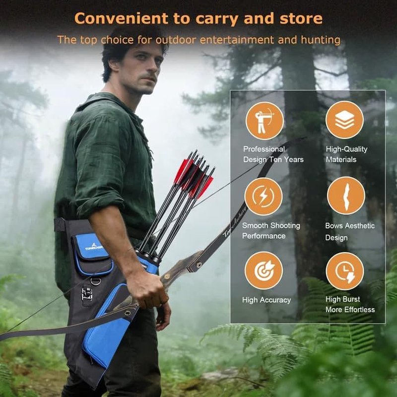 60'' Archery Recurve Bow and Arrow Set - Right Hand 30-50lbs for Adult Target Practice | Includes 6 Fiberglass Arrows