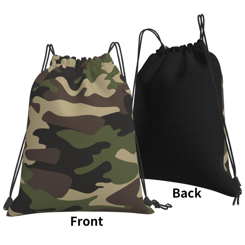 AIMASTZ Green Brown Camo Unisex Drawstring Backpack Bag Sport Gym Travel Swim Sackpack