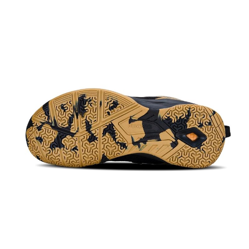 Hundred Court Star Kids Badminton Sports Shoes(Non Marking) | Black-Gold | 3US/2UK/36EU | Lightweight & Durable | X-Cushion Protection | Paddle Pickle | Velcro Closure