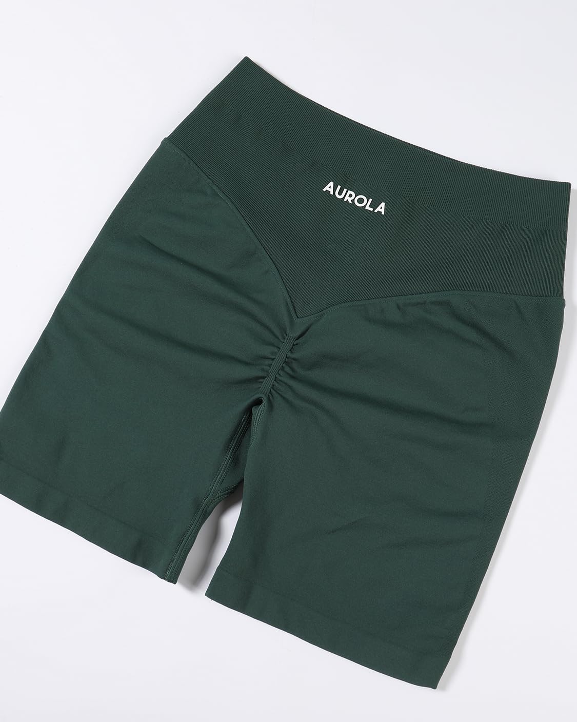 AUROLA Impressive Collection Workout Shorts for Women,High Waisted V-Shape Seam Gym Embossed Logo Athletic Fitness Short(Eden Green,M)