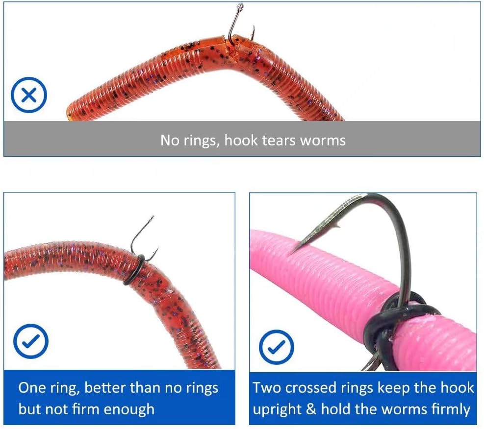 Wacky Rig Tool Set - 100 Silicone O-Rings for 3"-4" & 5"-7" Senko Worms | Easy Installation & Durable Protection
