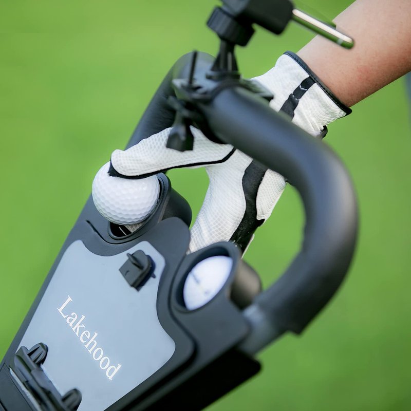 Lakehood Golf Push Cart, Golf Pull Cart for Golf Clubs and Golf Bag, Golf Push Carts Three Wheel Easy to Folding Scorecard Holder with Mobile Phone Holder Storage Bag Golf Carts (Green)