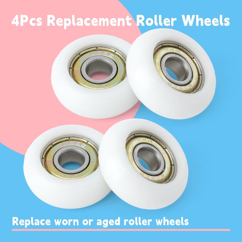 GLOXTED 4Pcs Replacement Roller Wheels Compatible with Aero for Pilates Reformer Machine, Smooth and Quiet Glide, 8mm Shaft Diameter Roller Wheel, White