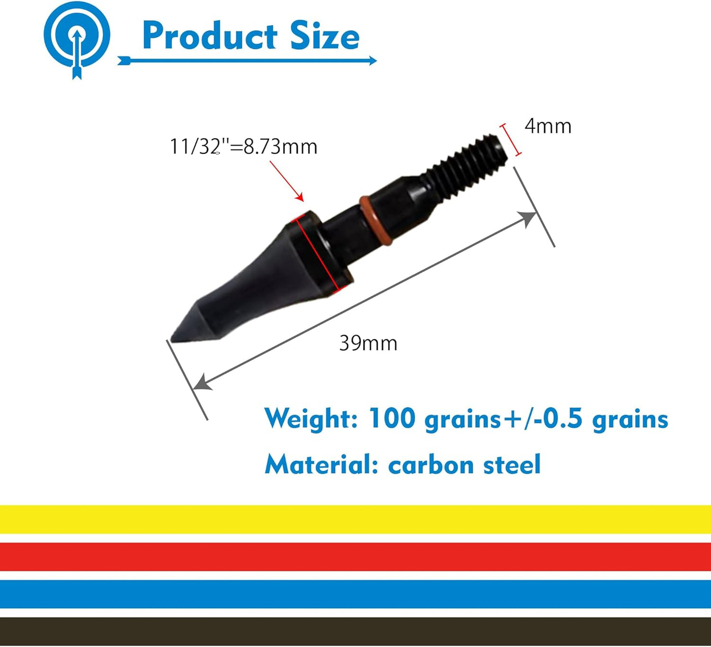 Archery Arrow Tips - 12pcs 100/125/150/200 Grain Field Points | 5/16 Inch Screw-in for Recurve & Compound Bows