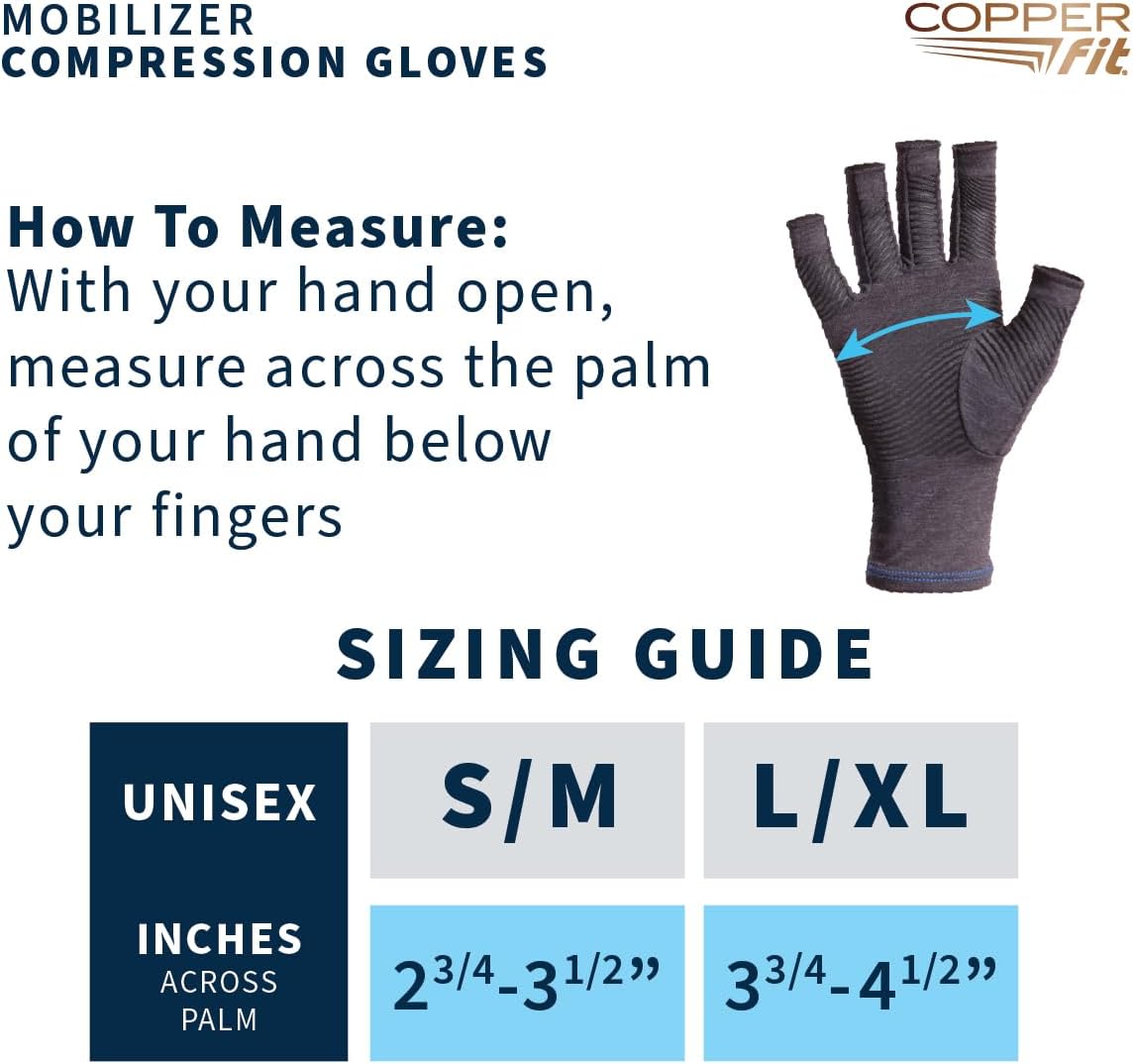 Copper Fit Compression Gloves - Arthritis Relief for Joint Swelling & Tendonitis | Unisex Size