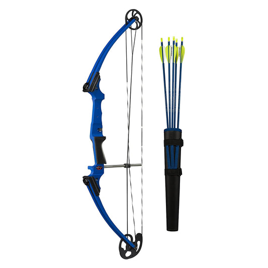 Genesis Archery Lightweight Left Handed Compound Bow with Adjustable Aluminum Riser and High Strength Bowstrings, for All Ages, Blue