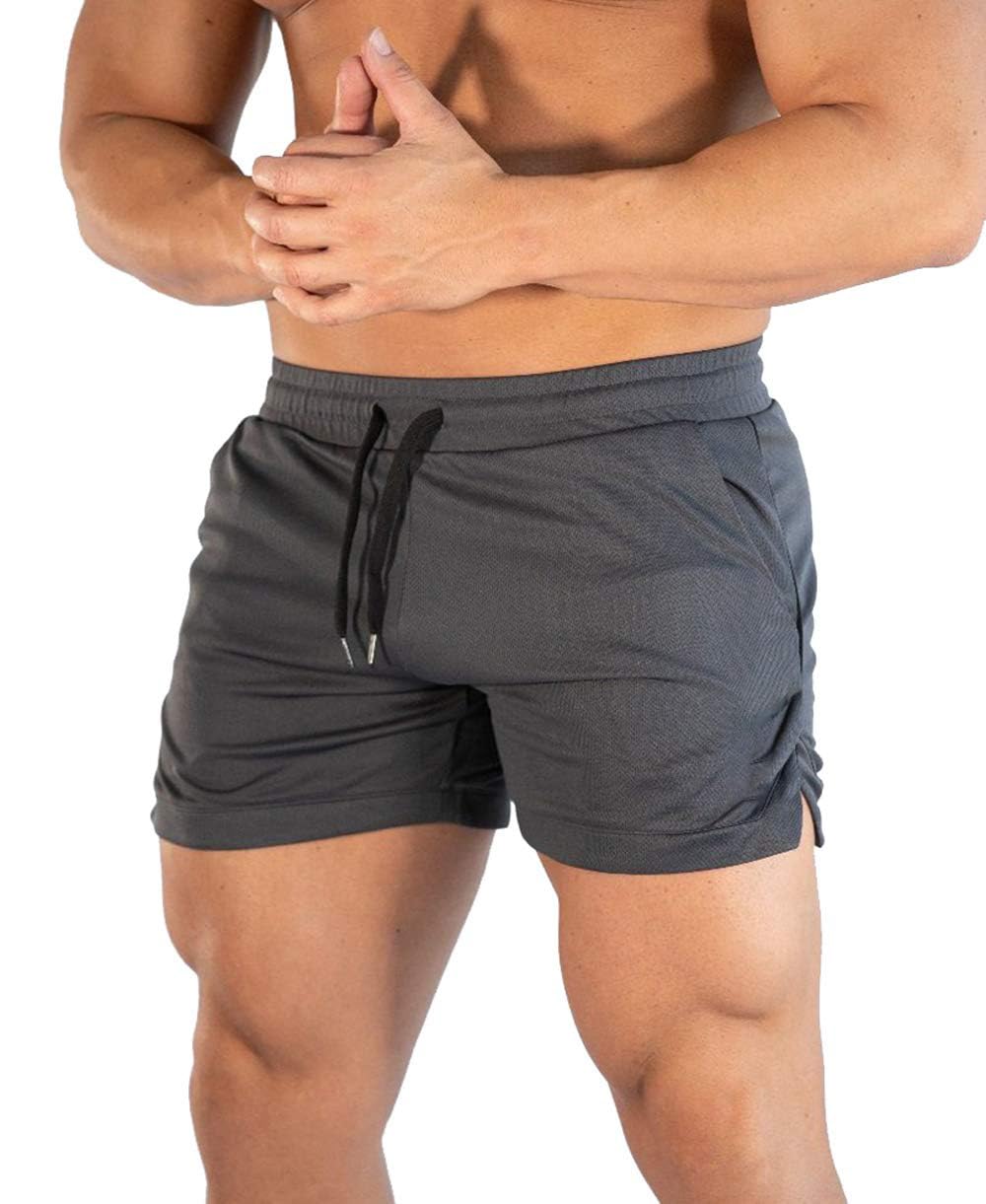 sandbank Men's 5" Gym Workout Short,Quick Dry Active Running Bodybuilding Shorts with Pockets Black