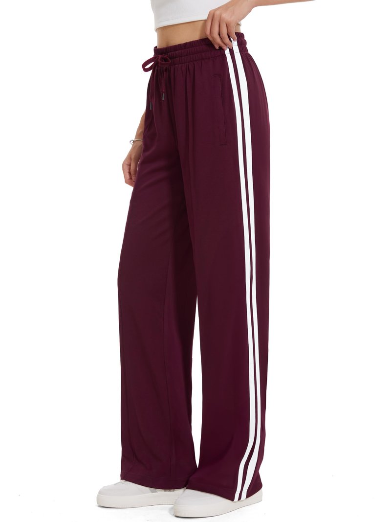 Tapata Women's 34" Inseam Tall Track Pants Loose Straight Leg Jogging Sweatpants Warm-Up Sports Athletic Running, Burgundy, XL