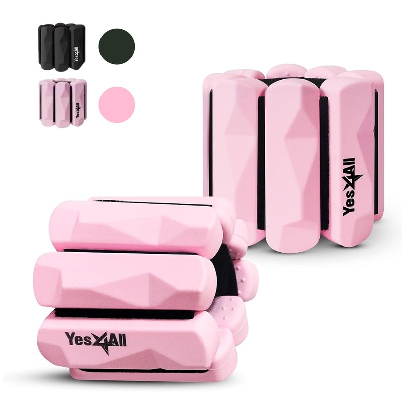 Yes4All Wrist & Ankle Weights, Adjustable Silicone Ankle weights for Women Men Home Gym Workout, Yoga, Dance, Cardio, Pilates, Aerobics, Walking and Running, Pink - (1lbs x2)