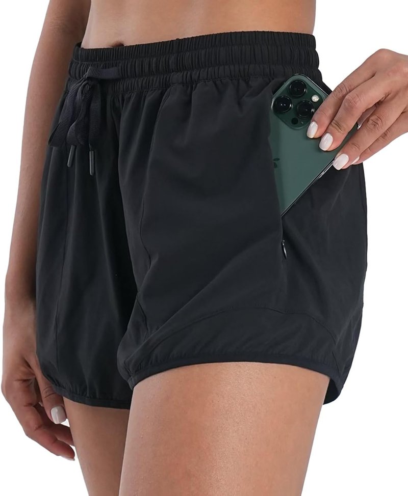 Sunzel Women's Hiking Shorts - Quick Dry Athletic Running Shorts with Zip Pocket | Lightweight & Comfy