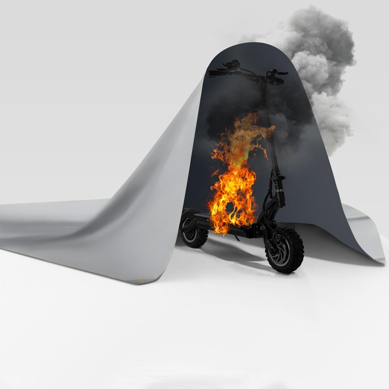 FLASLD Fireproof Lithium Battery Cover, Fastest & Simplest Way to Isolate and Extinguish Small Fires, Fire Blanket for E-Scooter and E-Bike (118×118 inch - Grey)