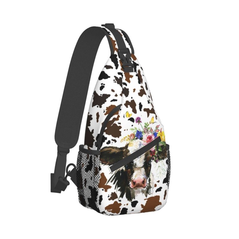 Luirioe Cow Print Sling Bag Crossbody Backpack Hiking Travel Daypack Chest Bag Lightweight Shoulder Bag For Women Men