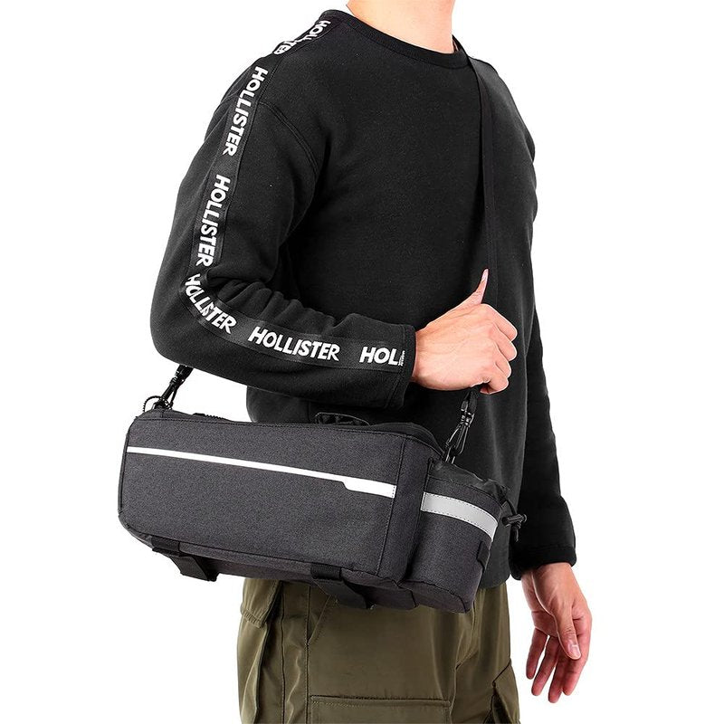 ZIMFANQI Bike Rear Rack Bag 10L Insulated Bike Trunk Cooler Bag Reflective Bicycle Rear Seat Cargo Bag Water Resistant Bike Panniers Bag Cycling Luggage Bag Shoulder Bag with Silicone Phone Holder