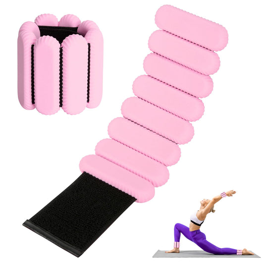 Wrist Ankle Weights for Women, Adjustable Ankle Weights Strength Training Silicone Bracelets Workout Wrist Ankle Weights for Men Women Yoga Running Dance Ankle Arm Leg Weights (2lb) (Pink)