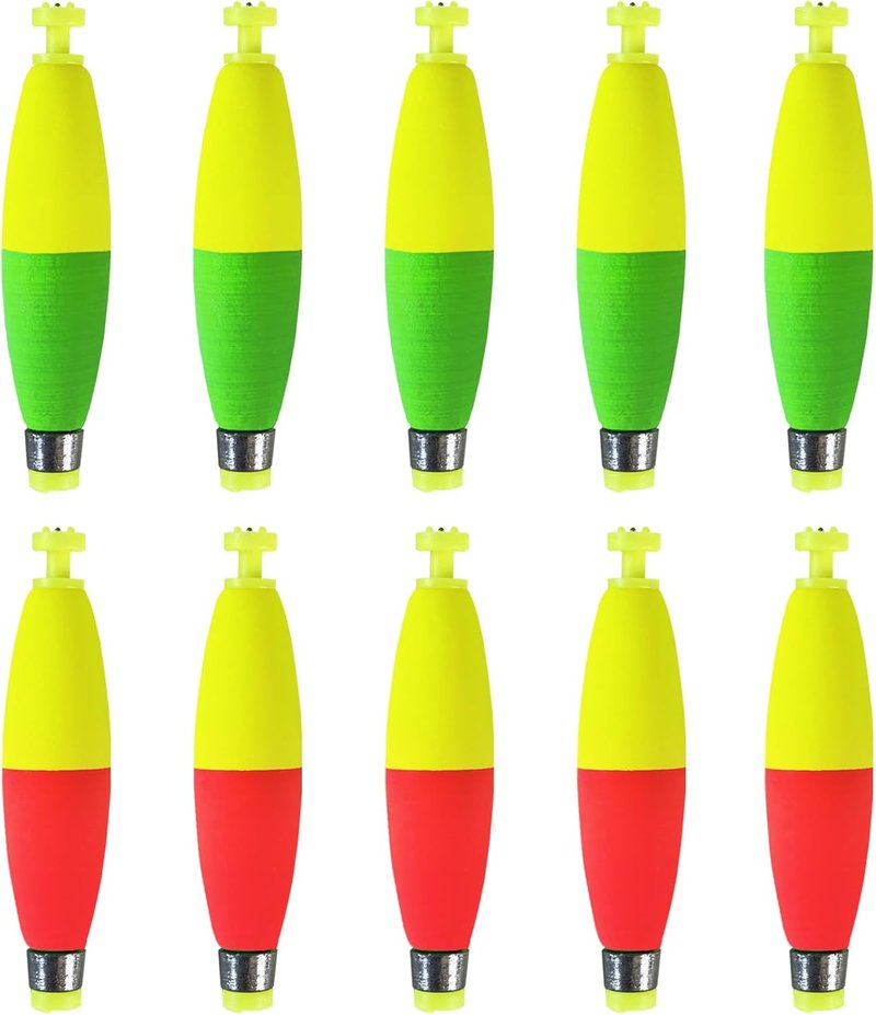 Weighted Fishing Bobbers - EVA Foam Snap-On Floats for Crappie, Bluegill, Trout | 10-Pack