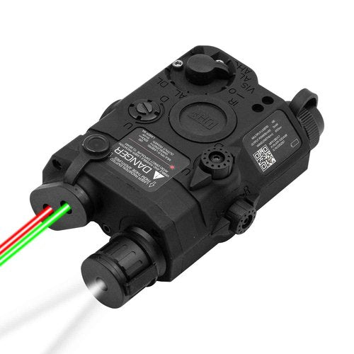 Zhongren Airsoft Tactical 3 in 1 PEQ 15 IR Laser White LED Flashlight + Red/Green Laser Sight for AEG GBB CQB for Outdoor Paintball Hunting (Black)