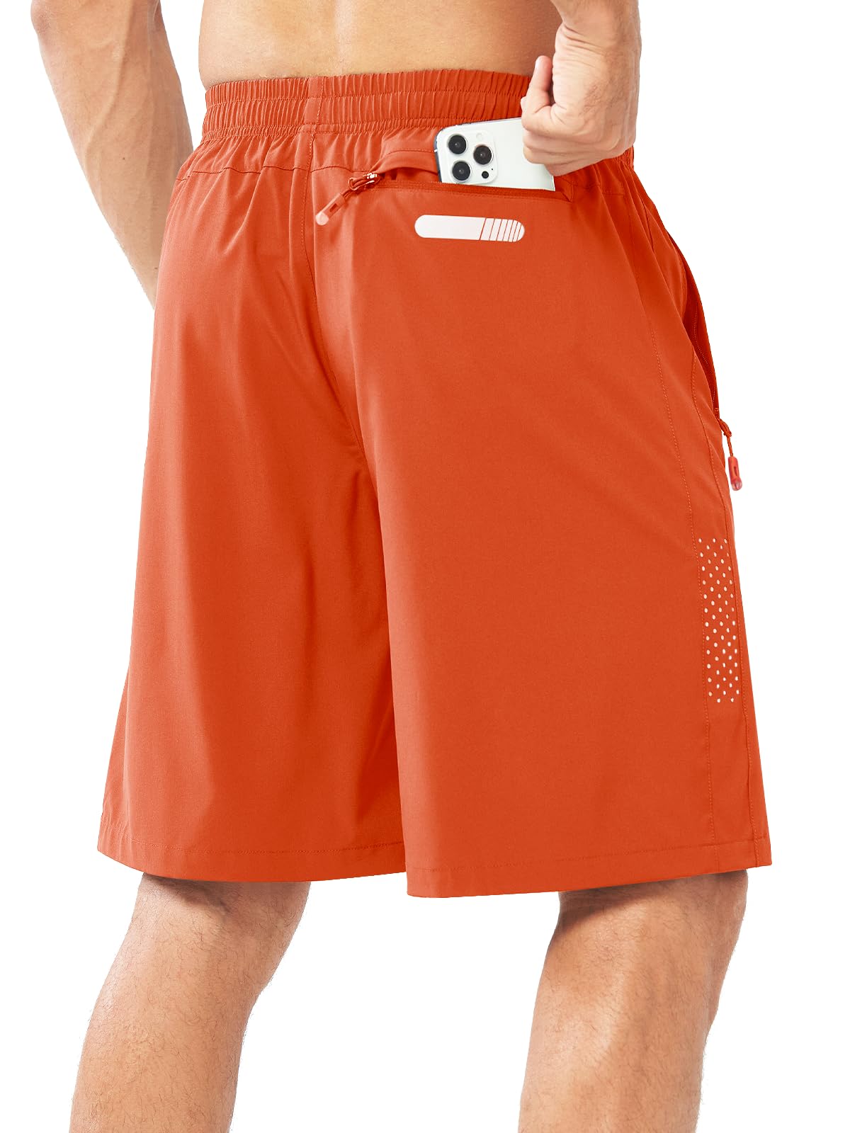 NORTHYARD Men's Athletic Running Shorts Gym Workout 7"/9"/5" Quick Dry Lightweight Sports Basketball Tennis 3 Zipper Pockets ORANGE-9inch XL