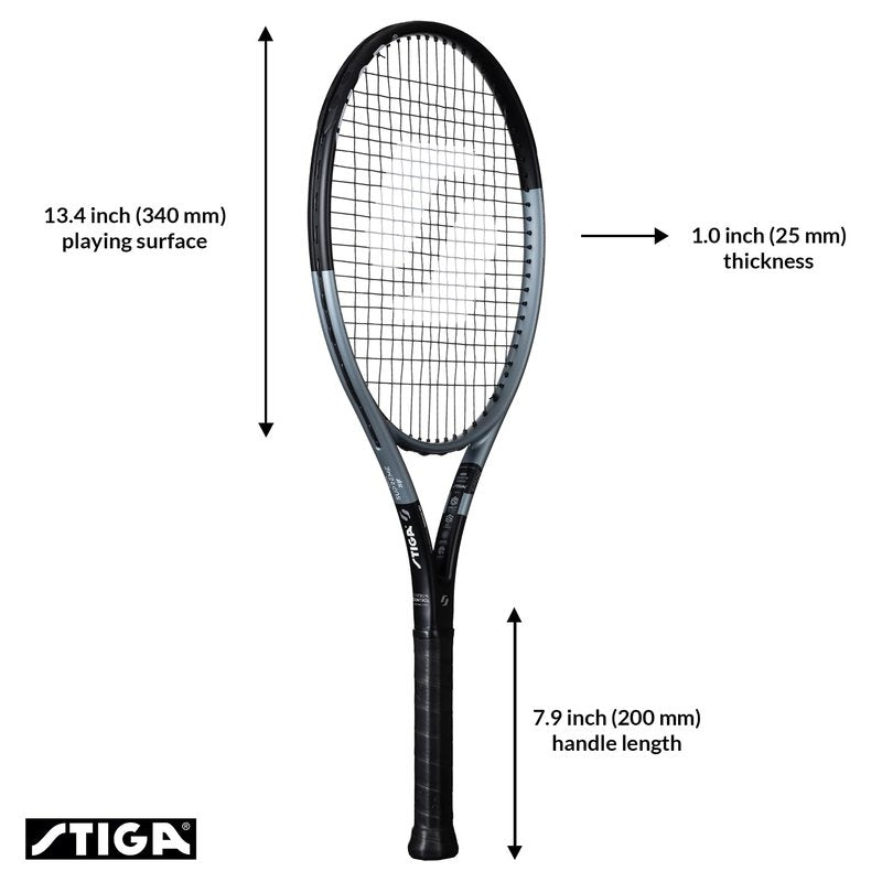 STIGA Tennis Racket Supreme 26 JR, Lightweight Pre-Strung Speed Racket for Junior Tennis Players (9-12yrs), Black/Light Blue, Grip Size 0