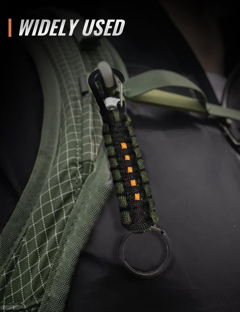 Tactical Paracord Badge Lanyard - Heavy-Duty Keychain with Reflective Strip | Handmade Rope Necklace for ID/Keys