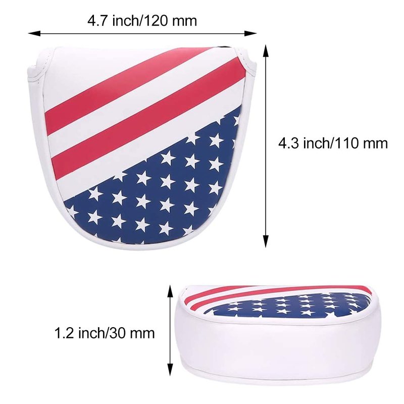 USA Putter Cover Mallet Putter Headcover with Magnetic Closure Golf Club Head Covers Mallet Putter Cover for Scotty Cameron Odyssey