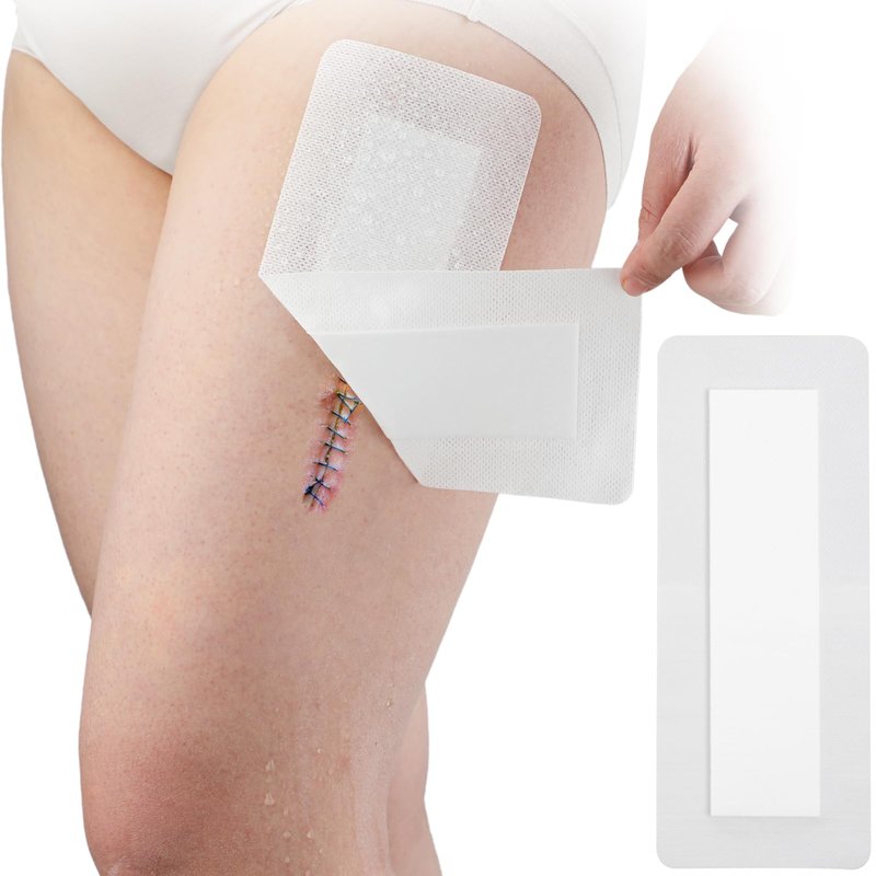 Waterproof Knee Replacement Surgery Adhesive Island Dressings Hip Surgery Shower Protector Bandage Patches for Long Incision Post Surgical Wounds Cover Breathable Bordered Gauze 4"x10"(Pack of 10)