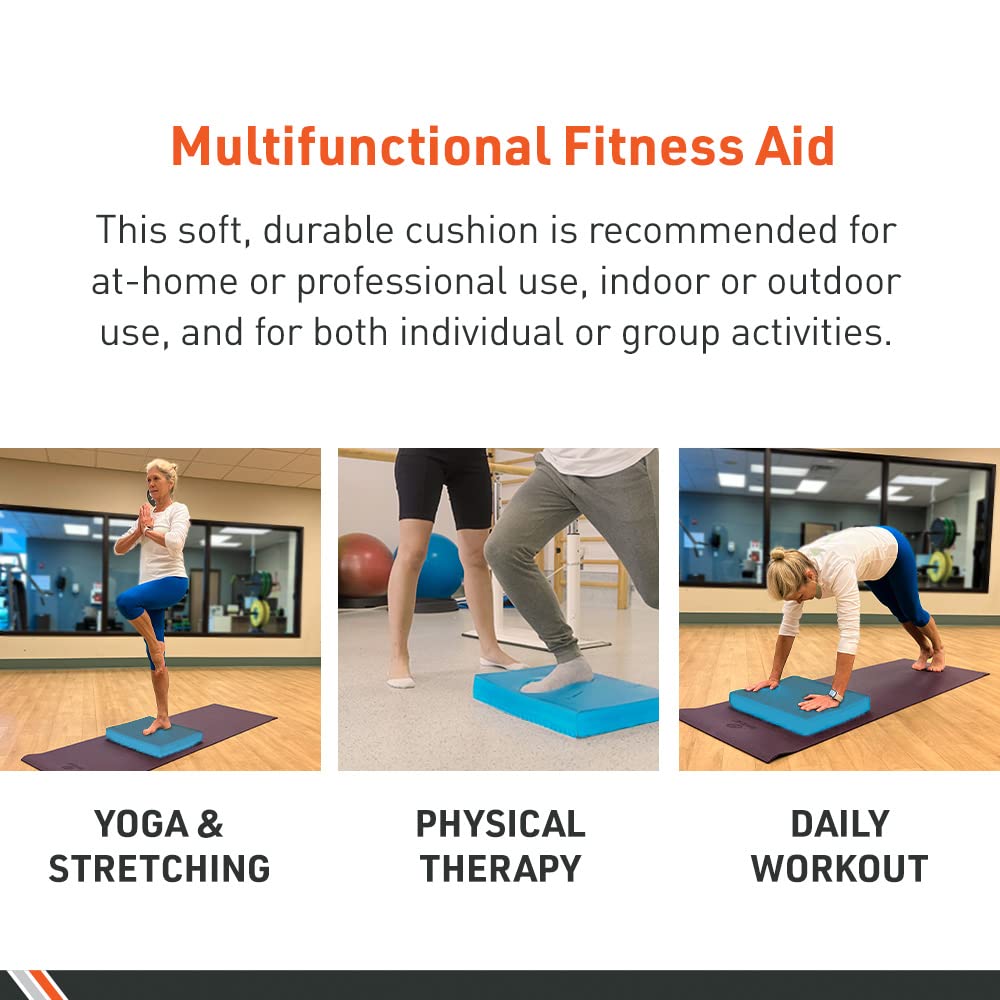Body Sport Non-Slip Balance Pad – Improve Balance & Build Strength – Physical Therapy & Yoga Pad for Home & Gym – 19" x 16" x 2 1/4", Blue
