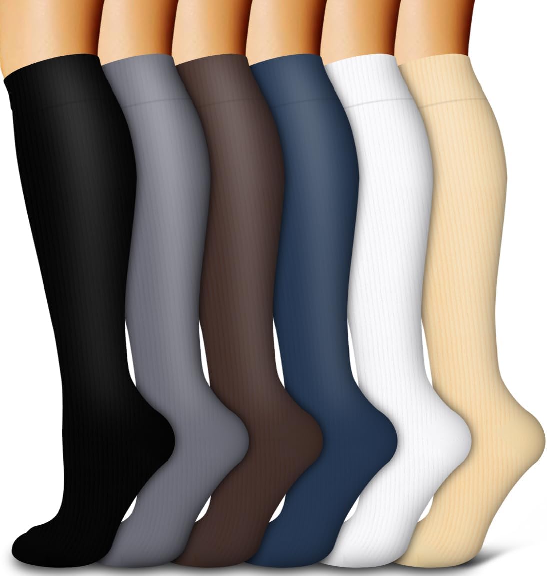 Compression Socks for Men & Women - 6 Pack Copper Blend for Enhanced Circulation | Ideal for Running, Nursing, and Athletic Use