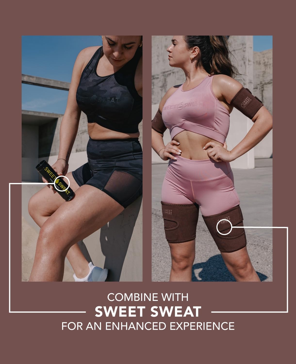 Sports Research Sweet Sweat® Thigh Trimmers Medium (Terra) 2 Pair