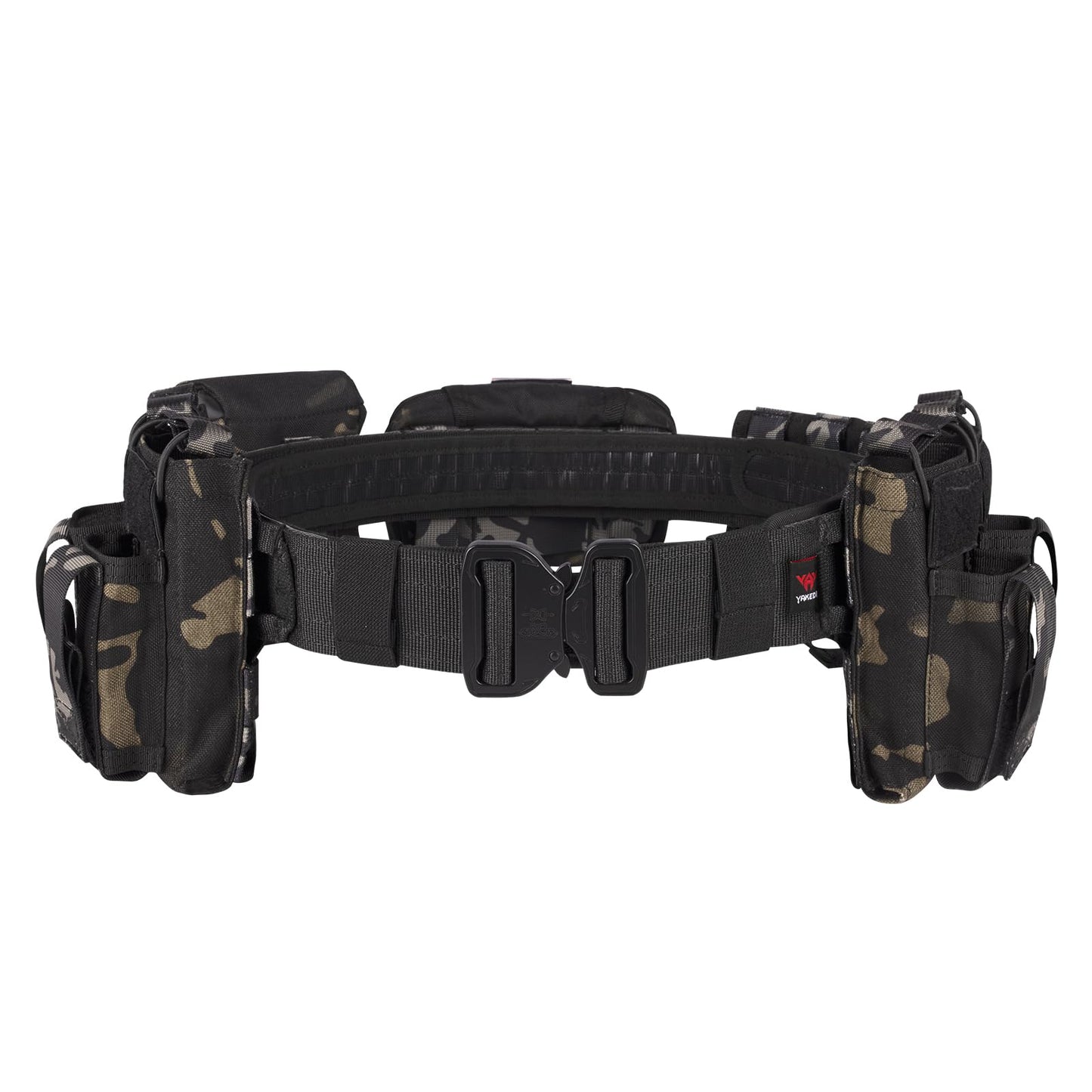 YAKEDA Tactical Battle Belt Duty Belts Law Enforcement Police Utility Belt With Pouches 7 in 1 (Black CP)