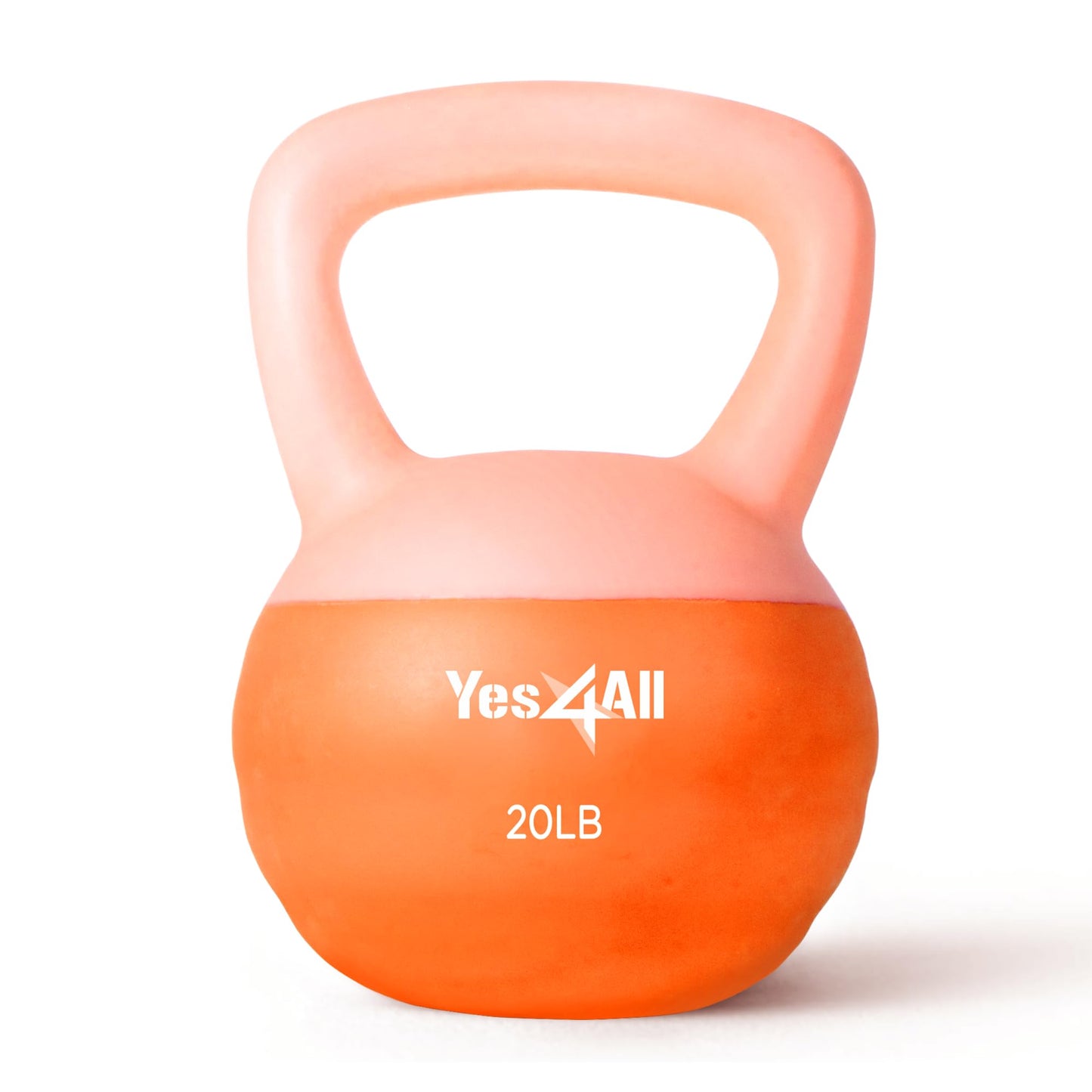 Yes4All Soft Kettlebell, PVC Kettlebells Exercise Weights, 5LB/10LB/15LB/20LB Color-Coded Strength Training Kettlebells, Soft & Gentle Hand Weights for Women at Home - 20LB - Peach Fuzz