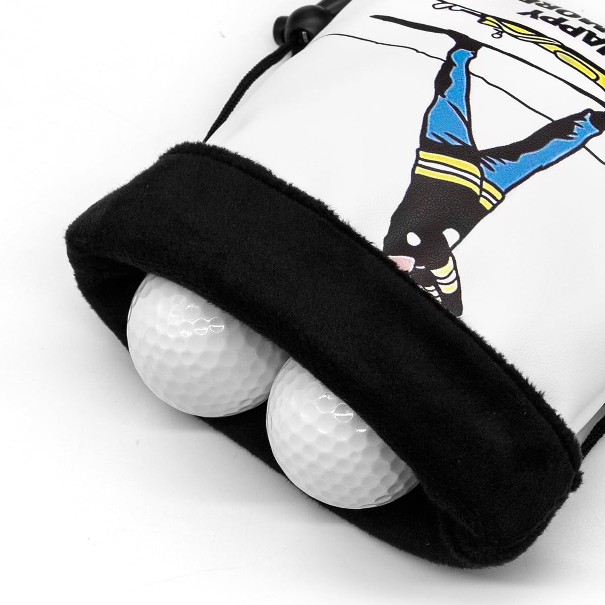 Funny Golf Valuables Bag with Drawstrings - Synthetic Leather Tee Pouch for Men, White Gifts for Golfer